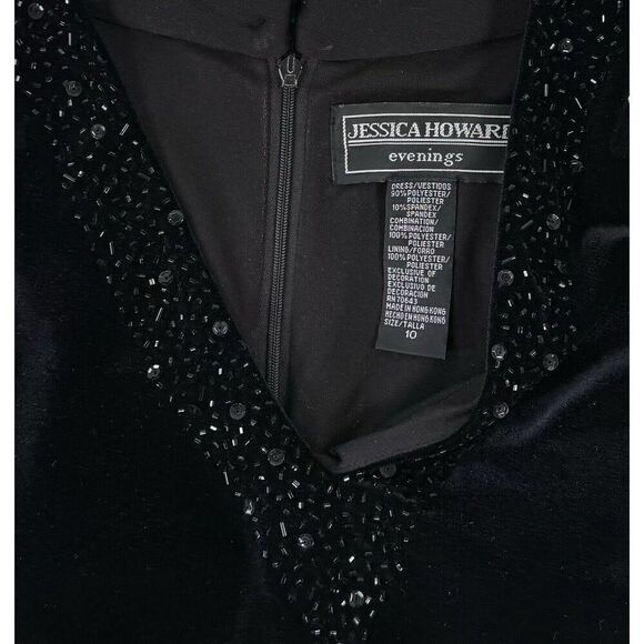 Jessica Howard Maxi Dress Women's 90's Velvet Beaded Mermaid Whimsigoth Witchy - Picture 8 of 15